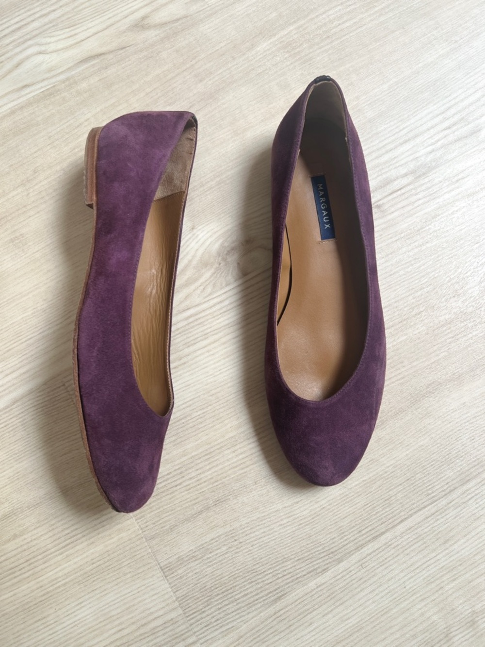 MARGAUX purple suede the classic ballet flat luxury designer / size 41.5